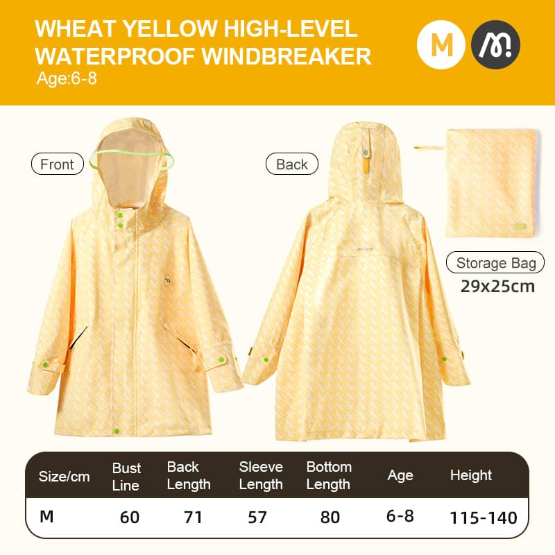 Mideer - Advanced Waterproof And Windproof Raincoat For Kids - Wheat Yellow (M) - View 1