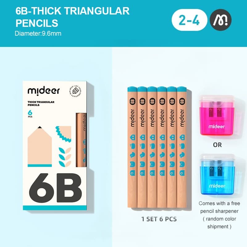 Mideer - Triangular Pencil 6B - 6 Pcs - View 1