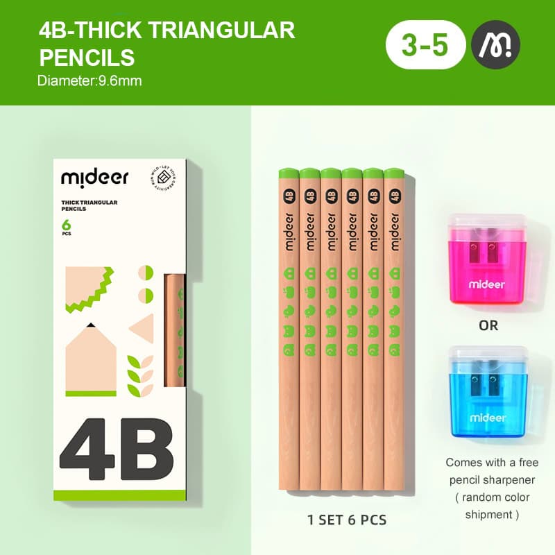Mideer - Triangular Pencil 4B - 6 Pcs - View 1