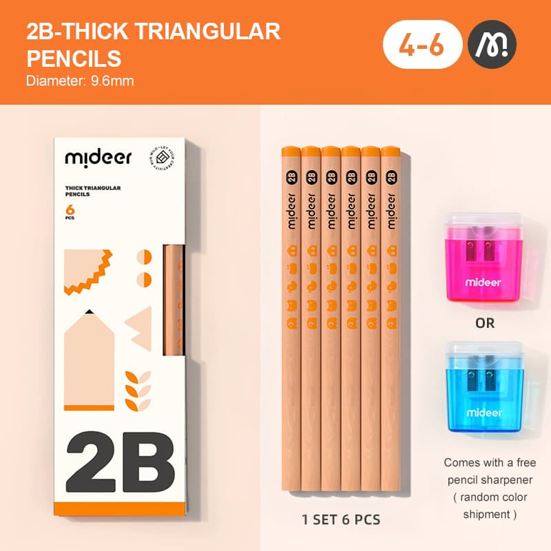Mideer - Triangular Pencil 2B - 6 Pcs - View 1