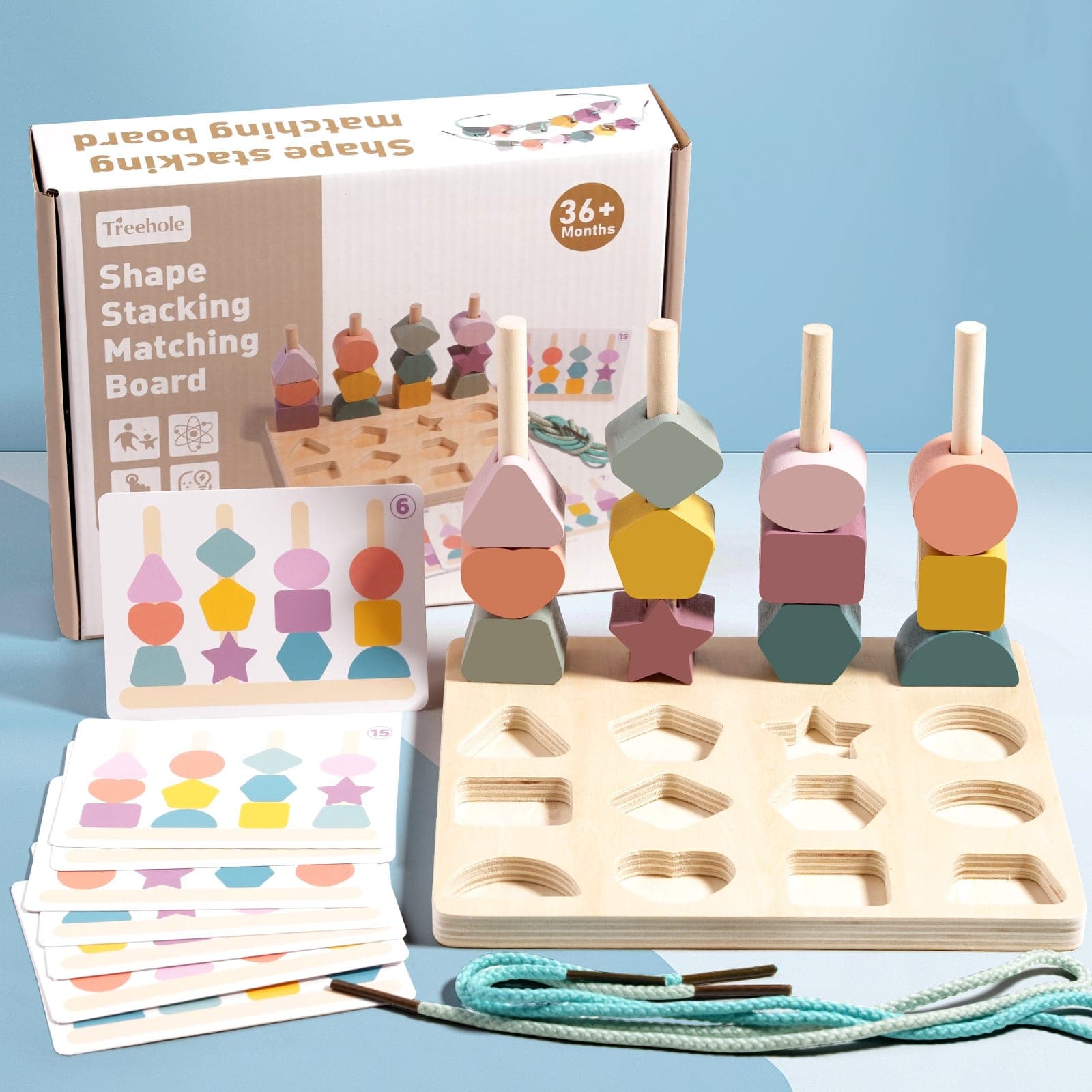Montessori Shape Stacking & Matching Board - View 1