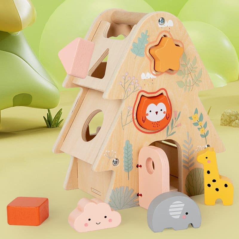 Montessori Wooden Activity House (Busy House) - View 1