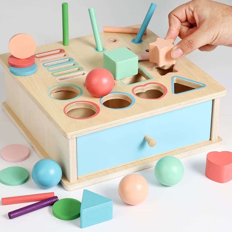 Montessori Wooden Multi-Activity Shape Sorting Box - View 1