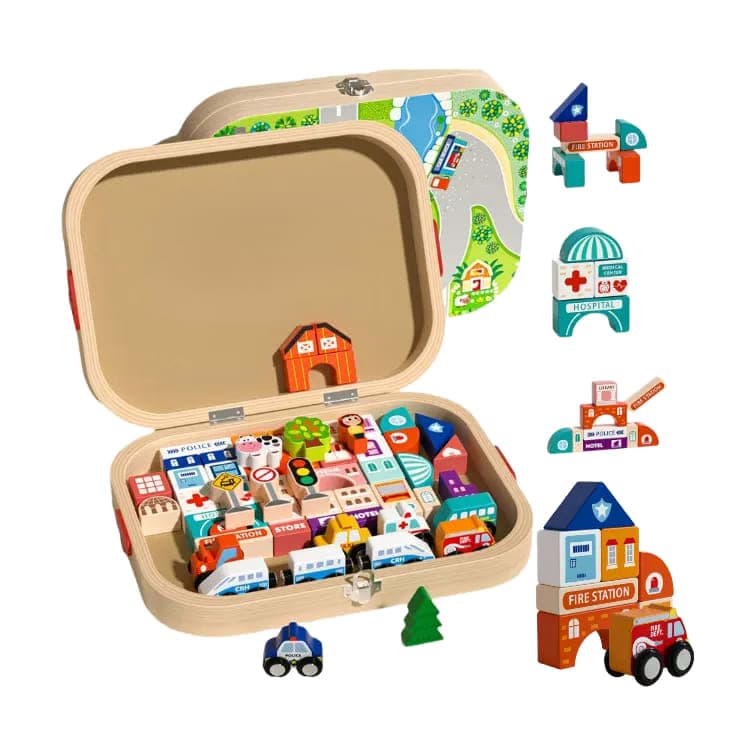 Montessori Wooden Urban Track Playset - View 1