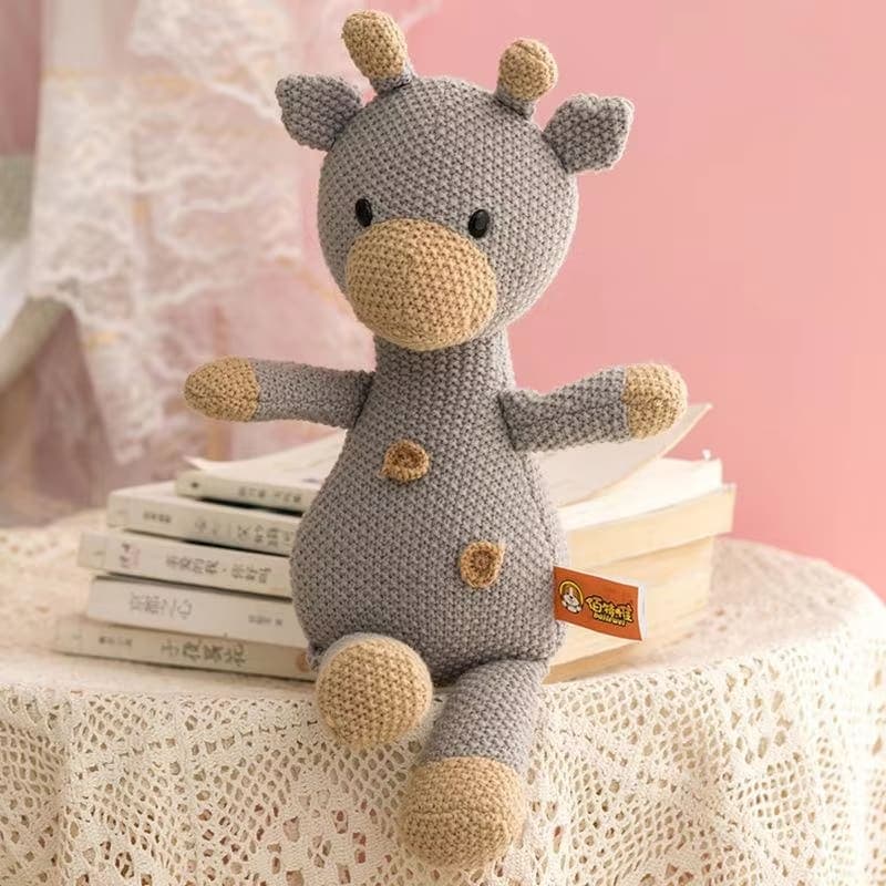 Handmade Knitted Plush Toy - Blue Deer - View 1