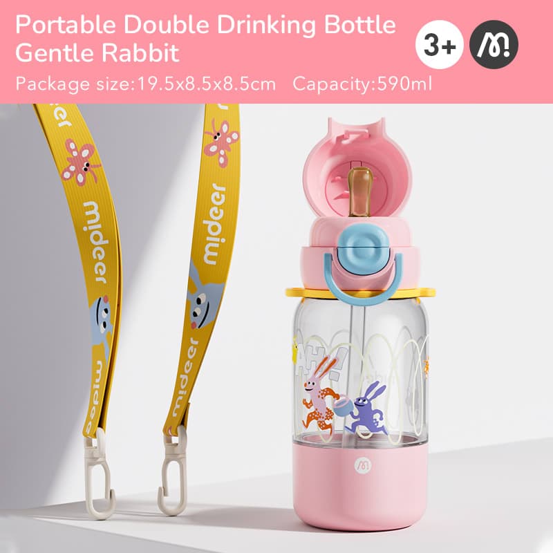 Mideer Portable Double Drinking Bottle - Plant City: Gentle Rabbit - View 1