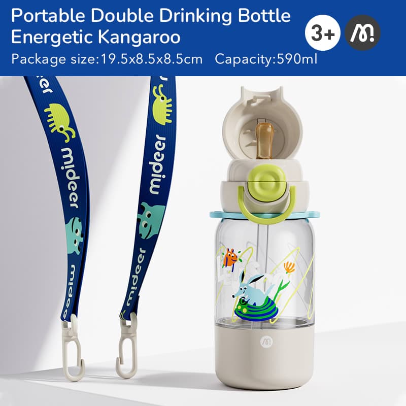 Mideer Portable Double Drinking Bottle - Plant City Energetic Kangaroo - View 1