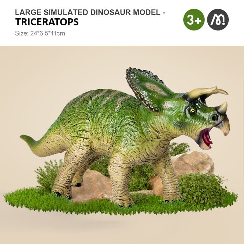 Mideer Simulated Dinosaur Model (Large Size) - Triceratops - View 1