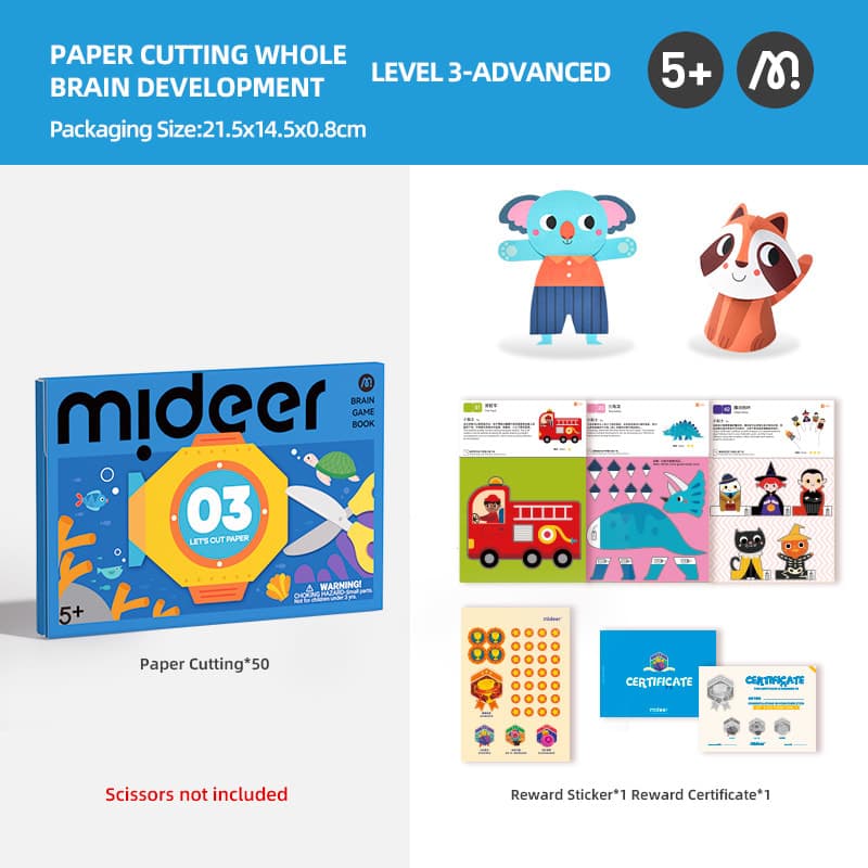 Mideer Level Up Brain Gamebook - Let's Cut Paper Level 3 - View 1