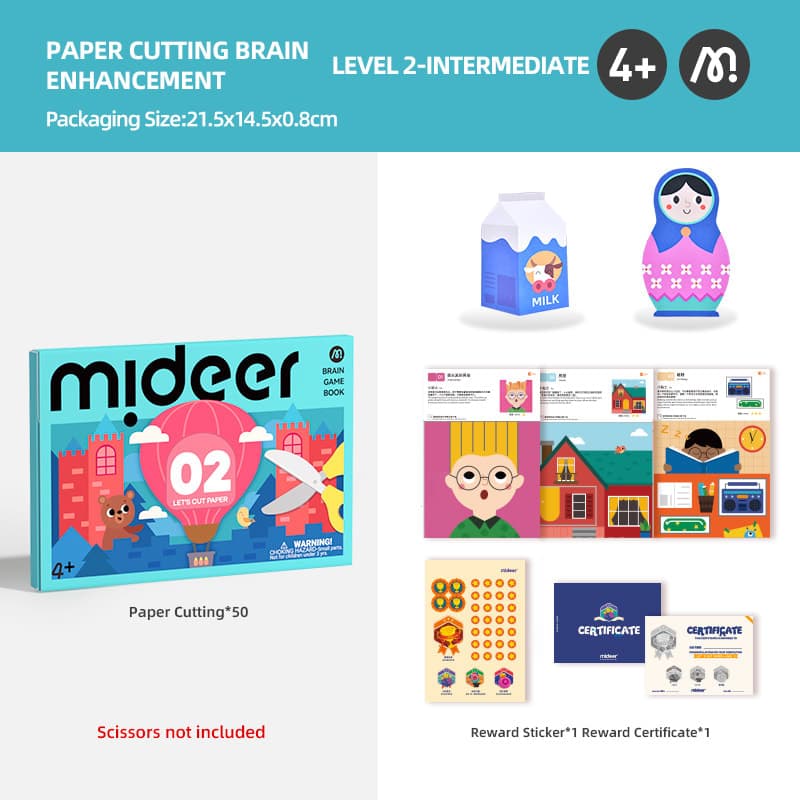 Mideer Level Up Brain Gamebook - Let's Cut Paper Level 2 - View 1