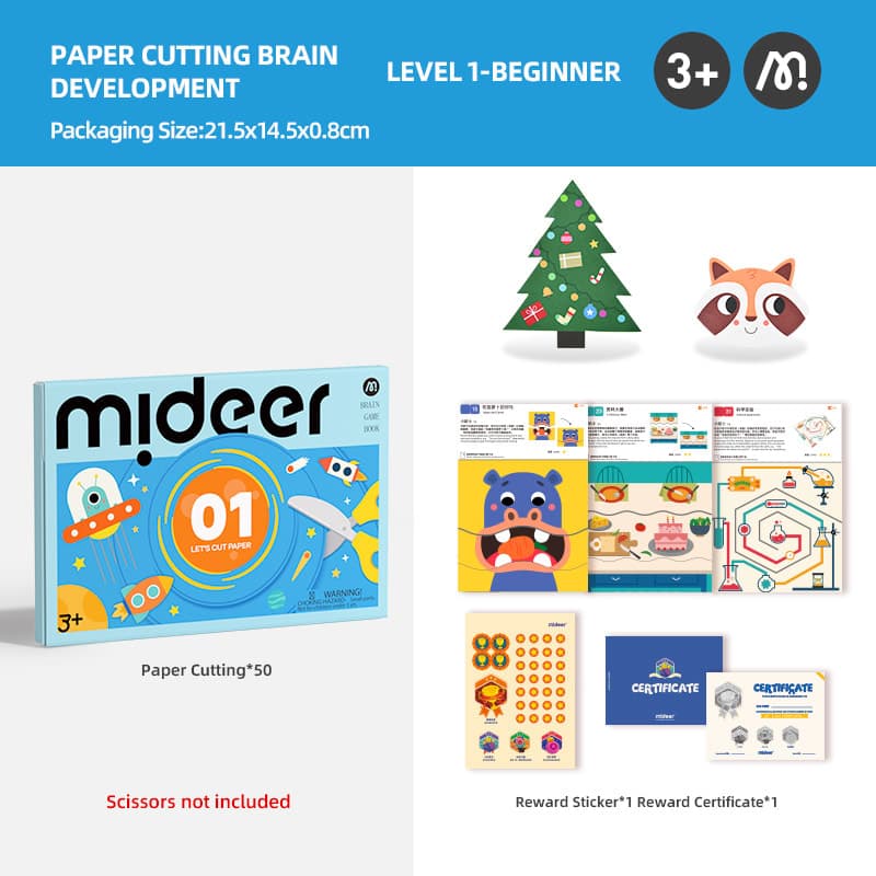 Mideer Level Up Brain Gamebook - Let's Cut Paper Level 1 - View 1
