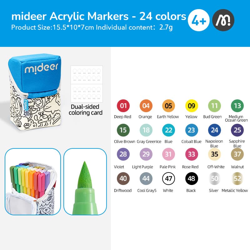 Mideer Acrylic Markers - 24 Colors - View 1