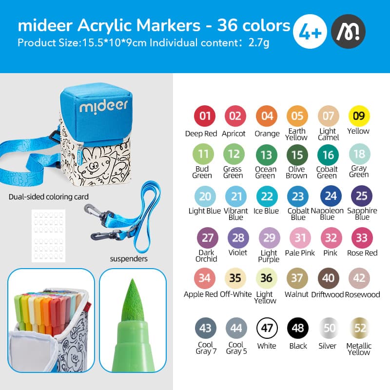 Mideer Acrylic Markers - 36 Colors - View 1
