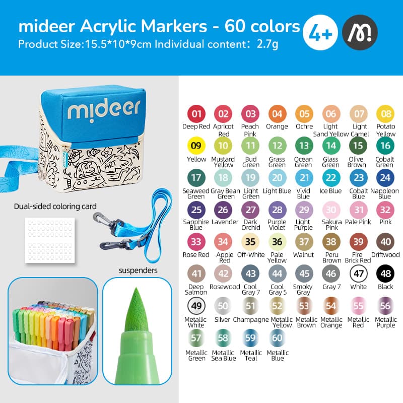 Mideer Acrylic Markers - 60 Colors - View 1