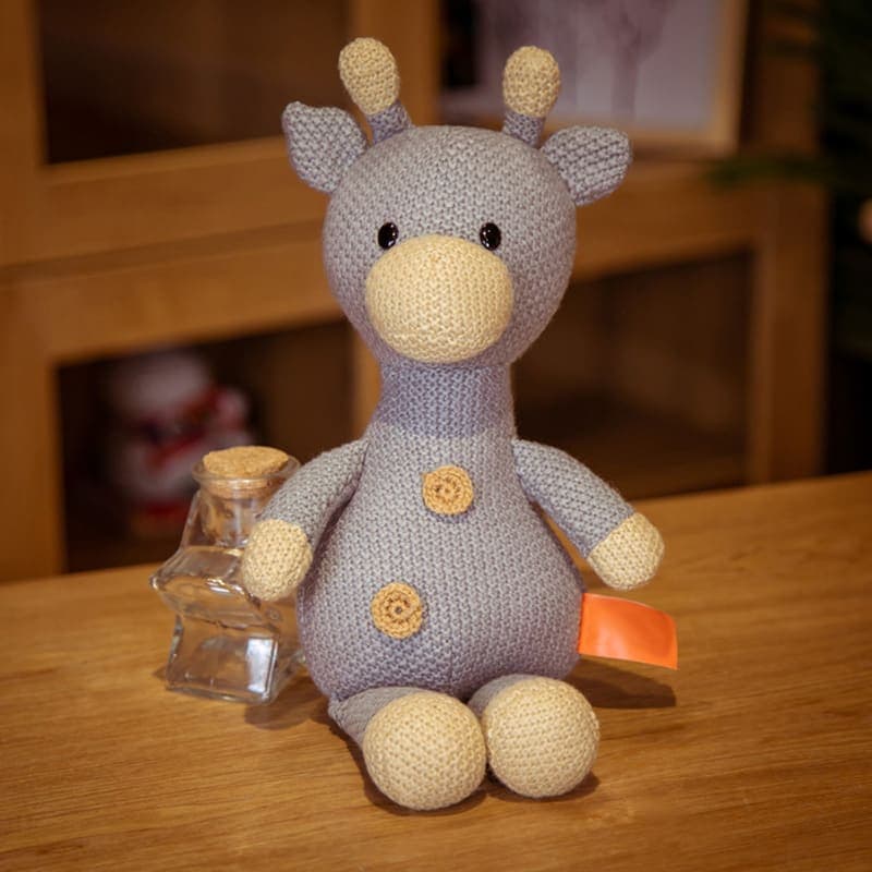 Handmade Knitted Plush Toy - Blue Deer - View 1